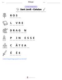 Aperçu de la feuille de travail imprimable Sant Jordi - Catalan