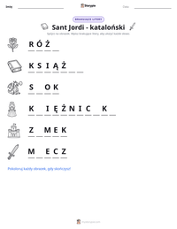 Podgląd drukowalnego arkusza ćwiczeń Sant Jordi - kataloński