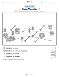 Aperçu de la feuille de travail imprimable Saint-Valentin