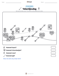 Valentijnsdag afdrukbare werkblad voorbeeld