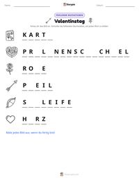 Valentinstag druckbare Arbeitsblatt Vorschau