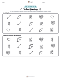 Valentijnsdag afdrukbare werkblad voorbeeld