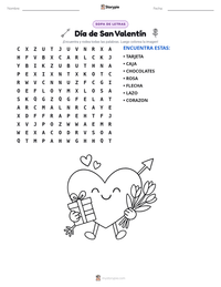 Vista previa de la hoja de trabajo imprimible de Día de San Valentín