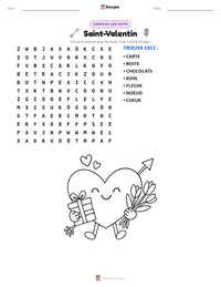 Aperçu de la feuille de travail imprimable Saint-Valentin