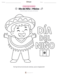 Vista previa de la hoja de trabajo imprimible de Día del Niño - México