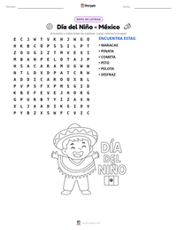 Vista previa de la hoja de trabajo imprimible de Día del Niño - México