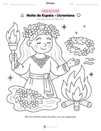 Prévia da folha de atividades imprimível Noite de Kupala - Ucraniana