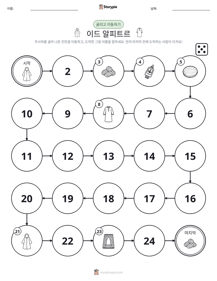 주사위 굴리고 이동하기 게임