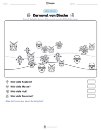 Karneval von Binche druckbare Arbeitsblatt Vorschau
