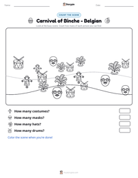 Carnival of Binche - Belgian printable worksheet preview