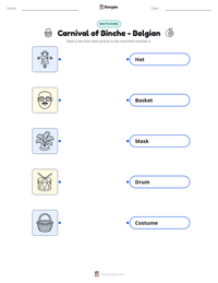 Carnival of Binche - Belgian printable worksheet preview