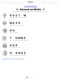 Karneval von Binche druckbare Arbeitsblatt Vorschau