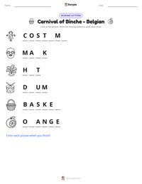 Carnival of Binche - Belgian printable worksheet preview