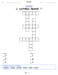 Las Fallas - Spanish printable worksheet preview