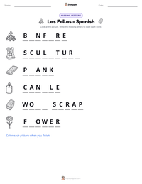 Las Fallas - Spanish printable worksheet preview