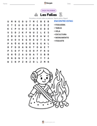 Prévia da folha de atividades imprimível Las Fallas