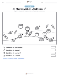 Aperçu de la feuille de travail imprimable Quatre Juillet - Américain