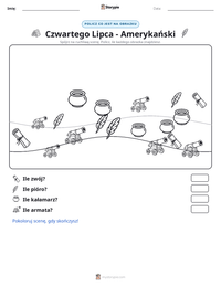 Podgląd drukowalnego arkusza ćwiczeń Czwartego Lipca - Amerykański