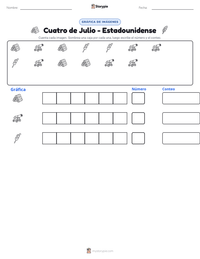 Vista previa de la hoja de trabajo imprimible de Cuatro de Julio - Estadounidense