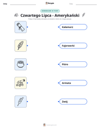 Podgląd drukowalnego arkusza ćwiczeń Czwartego Lipca - Amerykański
