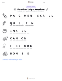 Fourth of July - American printable worksheet preview