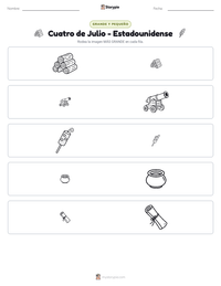Vista previa de la hoja de trabajo imprimible de Cuatro de Julio - Estadounidense