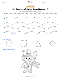 Fourth of July - Amerikaans afdrukbare werkblad voorbeeld