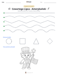 Podgląd drukowalnego arkusza ćwiczeń Czwartego Lipca - Amerykański