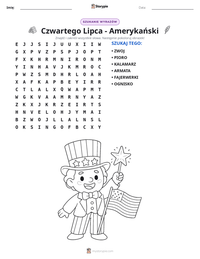 Podgląd drukowalnego arkusza ćwiczeń Czwartego Lipca - Amerykański