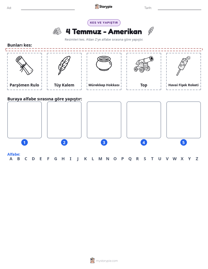 Kes & Yapıştır Alfabe