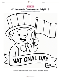 Nationale feestdag van België afdrukbare werkblad voorbeeld