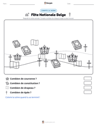 Aperçu de la feuille de travail imprimable Fête Nationale Belge