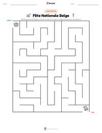 Aperçu de la feuille de travail imprimable Fête Nationale Belge