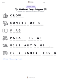 National Day - Belgian printable worksheet preview