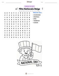 Aperçu de la feuille de travail imprimable Fête Nationale Belge