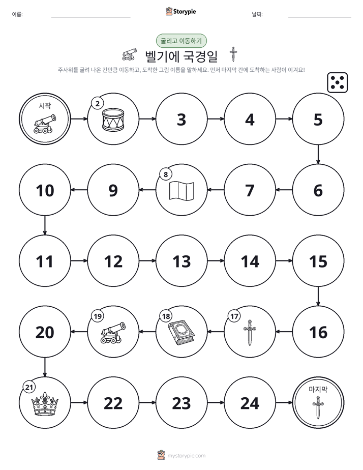 주사위 굴리고 이동하기 게임