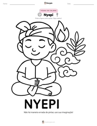 Prévia da folha de atividades imprimível Nyepi