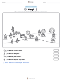 Vista previa de la hoja de trabajo imprimible de Nyepi