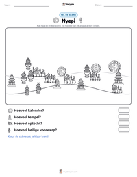 Nyepi afdrukbare werkblad voorbeeld