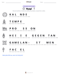 Nyepi druckbare Arbeitsblatt Vorschau