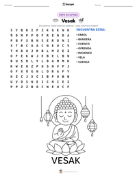 Vista previa de la hoja de trabajo imprimible de Vesak