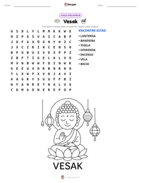 Prévia da folha de atividades imprimível Vesak