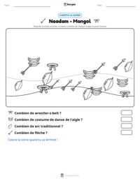 Aperçu de la feuille de travail imprimable Naadam - Mongol