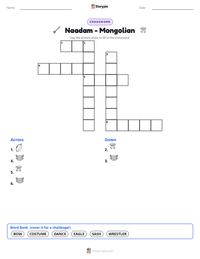 Naadam - Mongolian printable worksheet preview