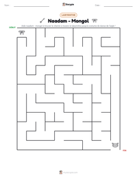 Aperçu de la feuille de travail imprimable Naadam - Mongol
