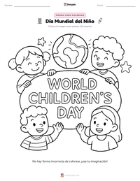 Vista previa de la hoja de trabajo imprimible de Día Mundial del Niño