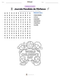 Aperçu de la feuille de travail imprimable Journée Mondiale de l'Enfance