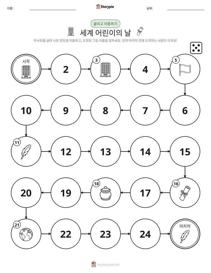 주사위 굴리고 이동하기 게임