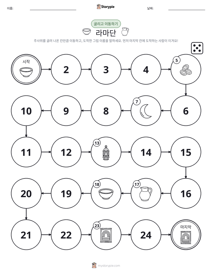 주사위 굴리고 이동하기 게임