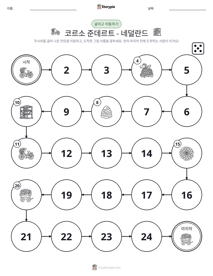주사위 굴리고 이동하기 게임